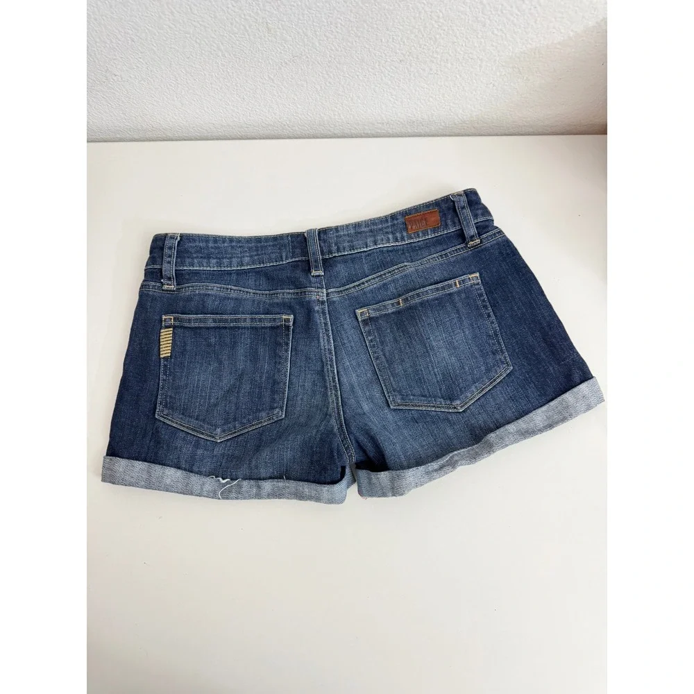 Paige Jimmy Jimmy Denim Shorts Dark Wash Cuffed Distressed Size 26